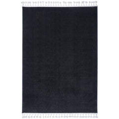 Modern Microfiber Area Rug - Porirua Black Machine Made Carpet, 9mm Pile