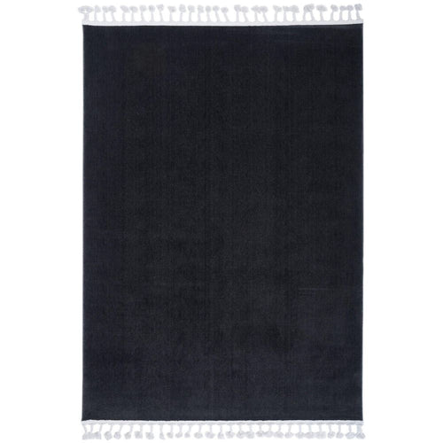 Modern Microfiber Area Rug - Porirua Black Machine Made Carpet, 9mm Pile