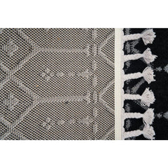 Black Geometric Area Rug – Machine Made Microfiber Carpet, 9mm Pile Height