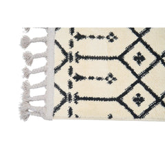 Cream Geometric Area Rug – Machine Made Microfiber Carpet, 9mm Pile Height