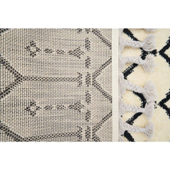 Cream Geometric Area Rug – Machine Made Microfiber Carpet, 9mm Pile Height