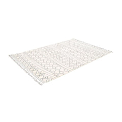 Microfiber Area Rug - Machine Made Geometric Cream Carpet with Soft Texture
