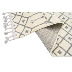 Microfiber Area Rug - Machine Made Geometric Cream Carpet with Soft Texture