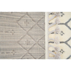 Microfiber Area Rug – Machine Made Geometric Cream Carpet With Soft Texture