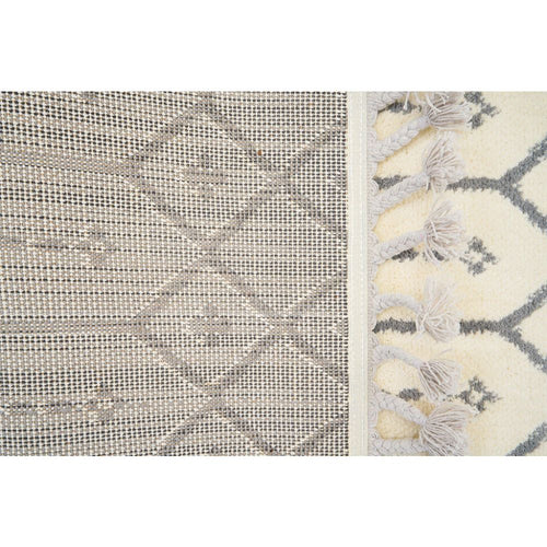 Microfiber Area Rug - Machine Made Geometric Cream Carpet with Soft Texture