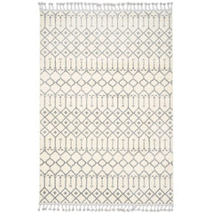 Microfiber Area Rug - Machine Made Geometric Cream Carpet with Soft Texture