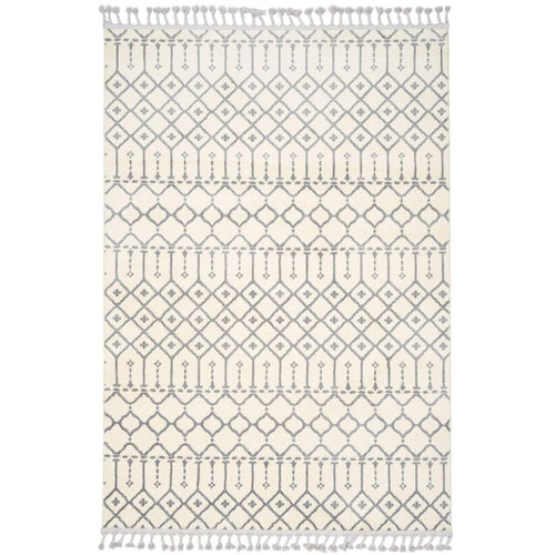 Microfiber Area Rug - Machine Made Geometric Cream Carpet with Soft Texture