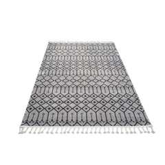Light Grey Area Rug – Geometric Microfiber Machine Made Carpet with Soft Texture