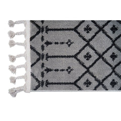 Light Grey Area Rug – Geometric Microfiber Machine Made Carpet with Soft Texture