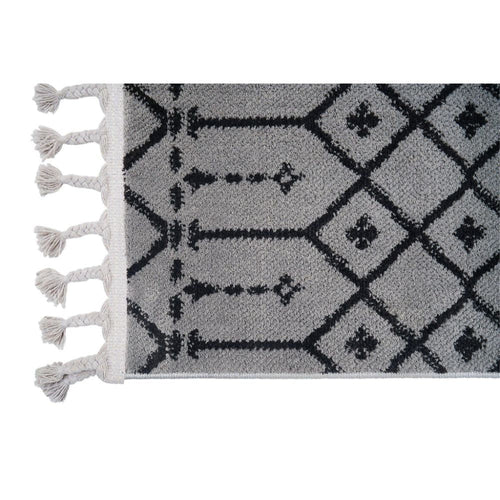 Light Grey Area Rug – Geometric Microfiber Machine Made Carpet with Soft Texture