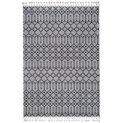 Light Grey Area Rug – Geometric Microfiber Machine Made Carpet with Soft Texture
