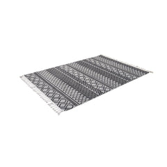 Light Grey Area Rug – Geometric Microfiber Machine Made Carpet with 9mm Pile