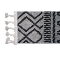 Light Grey Area Rug – Geometric Microfiber Machine Made Carpet with 9mm Pile