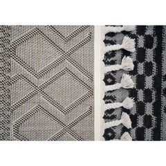 Light Grey Area Rug – Geometric Microfiber Machine Made Carpet with 9mm Pile