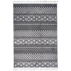 Light Grey Area Rug – Geometric Microfiber Machine Made Carpet with 9mm Pile