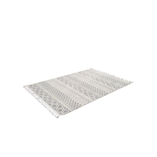 Microfiber Area Rug – Machine Made Geometric Cream Carpet With Soft Texture