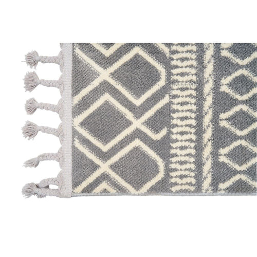 Microfiber Area Rug – Machine Made Geometric Cream Carpet With Soft Texture