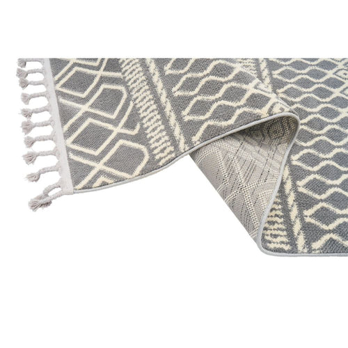 Microfiber Area Rug – Machine Made Geometric Cream Carpet With Soft Texture