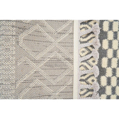 Microfiber Area Rug – Machine Made Geometric Cream Carpet With Soft Texture