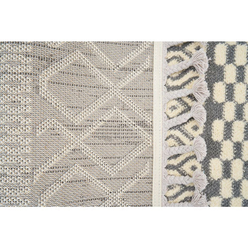 Microfiber Area Rug – Machine Made Geometric Cream Carpet With Soft Texture
