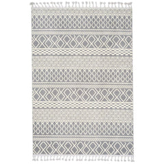 Microfiber Area Rug – Machine Made Geometric Cream Carpet With Soft Texture