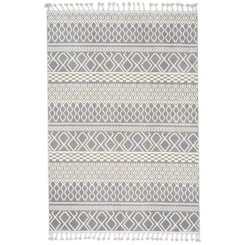 Microfiber Area Rug – Machine Made Geometric Cream Carpet With Soft Texture