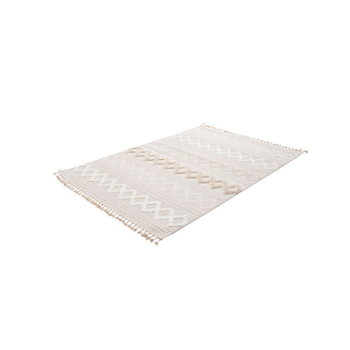 Cream Geometric Rug – Machine Made Area Rug with Scandinavian Style Design