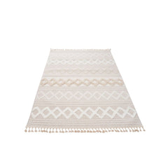 Cream Geometric Rug – Machine Made Area Rug with Scandinavian Style Design