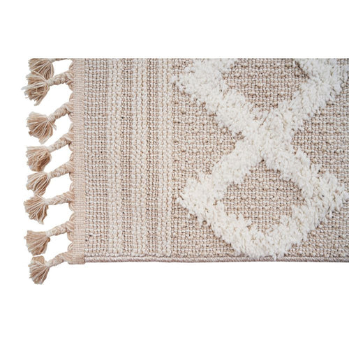 Cream Geometric Rug – Machine Made Area Rug with Scandinavian Style Design