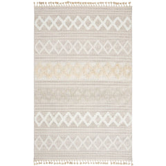Cream Geometric Rug – Machine Made Area Rug with Scandinavian Style Design