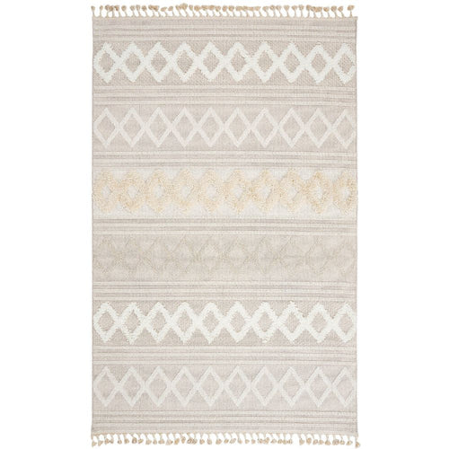 Cream Geometric Rug – Machine Made Area Rug with Scandinavian Style Design