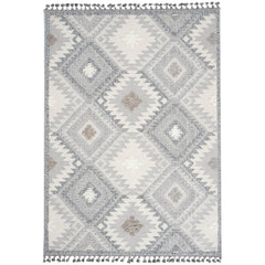 Blue Geometric Area Rug – Machine Made Rug With Scandinavian Style Carpet