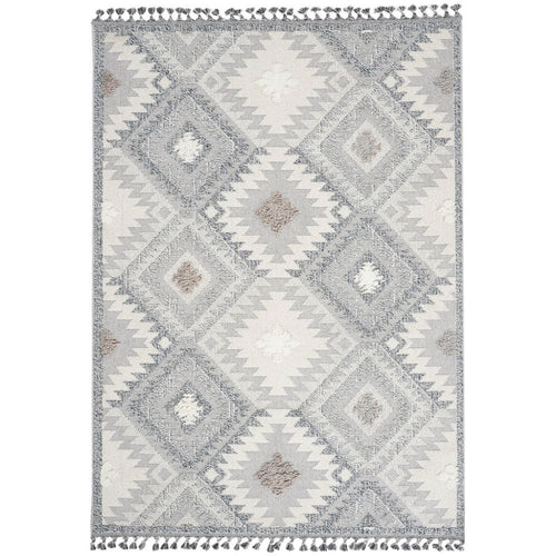 Blue Geometric Area Rug – Machine Made Rug With Scandinavian Style Carpet