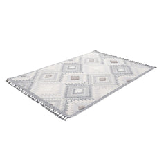 Blue Geometric Area Rug – Machine Made Rug With Scandinavian Style Carpet