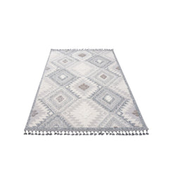 Blue Geometric Area Rug – Machine Made Rug With Scandinavian Style Carpet