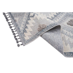 Blue Geometric Area Rug – Machine Made Rug With Scandinavian Style Carpet