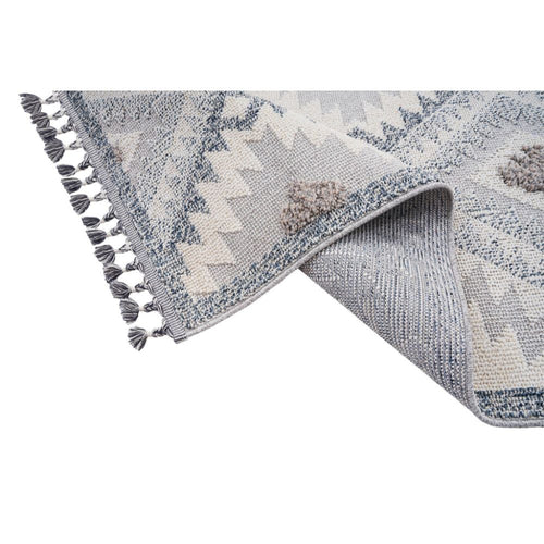 Blue Geometric Area Rug – Machine Made Rug With Scandinavian Style Carpet