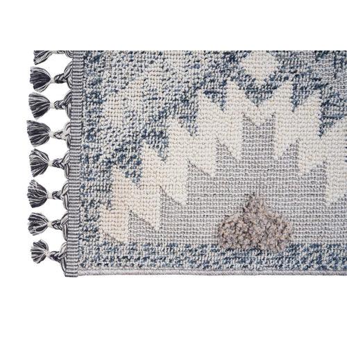 Blue Geometric Area Rug – Machine Made Rug With Scandinavian Style Carpet