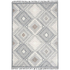 Blue Geometric Area Rug – Machine Made Rug With Scandinavian Style Carpet
