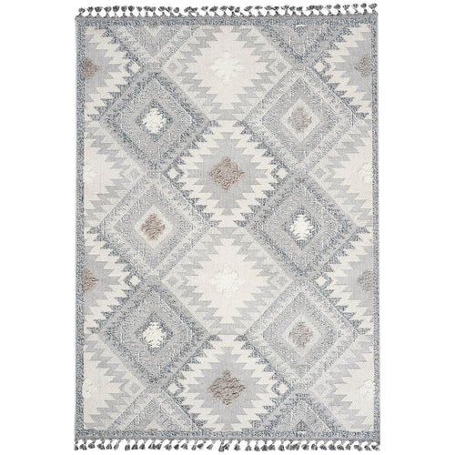 Blue Geometric Area Rug – Machine Made Rug With Scandinavian Style Carpet