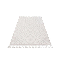 Cream Geometric Area Rug – Machine Made Rug With Scandinavian Style Carpet