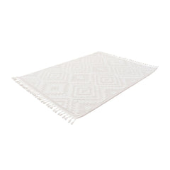 Cream Geometric Area Rug – Machine Made Rug With Scandinavian Style Carpet