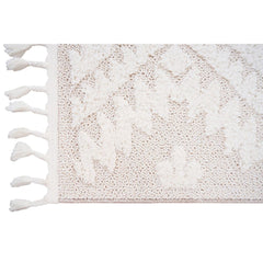 Cream Geometric Area Rug – Machine Made Rug With Scandinavian Style Carpet