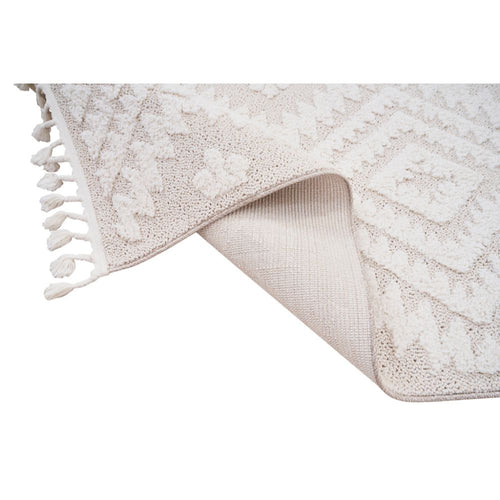 Cream Geometric Area Rug – Machine Made Rug With Scandinavian Style Carpet