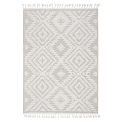 Cream Geometric Area Rug – Machine Made Rug With Scandinavian Style Carpet