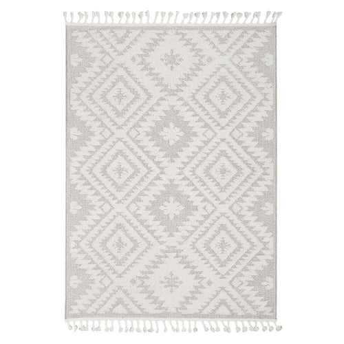 Cream Geometric Area Rug – Machine Made Rug With Scandinavian Style Carpet