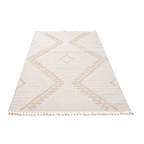 Geometric Area Rug – Machine Made Cream Rug with Scandinavian Style Design