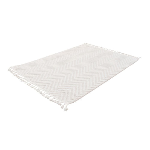 Cream Zigzag Area Rug – Machine Made Flatweave Rug With Scandinavian Style Design