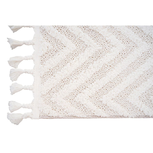 Cream Zigzag Area Rug – Machine Made Flatweave Rug With Scandinavian Style Design