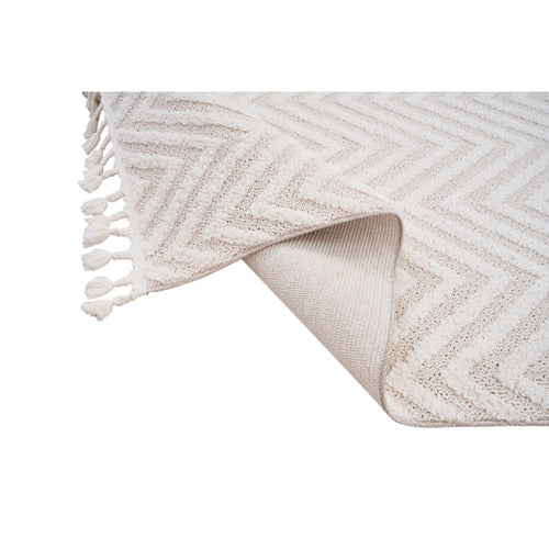 Cream Zigzag Area Rug – Machine Made Flatweave Rug With Scandinavian Style Design